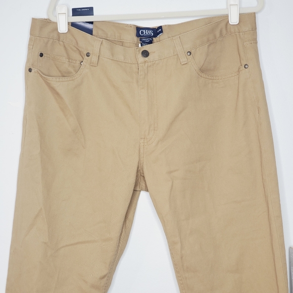 NWT Chaps 5 Pocket Twill Khaki Pants Tan 38 x 30 - Picture 2 of 10